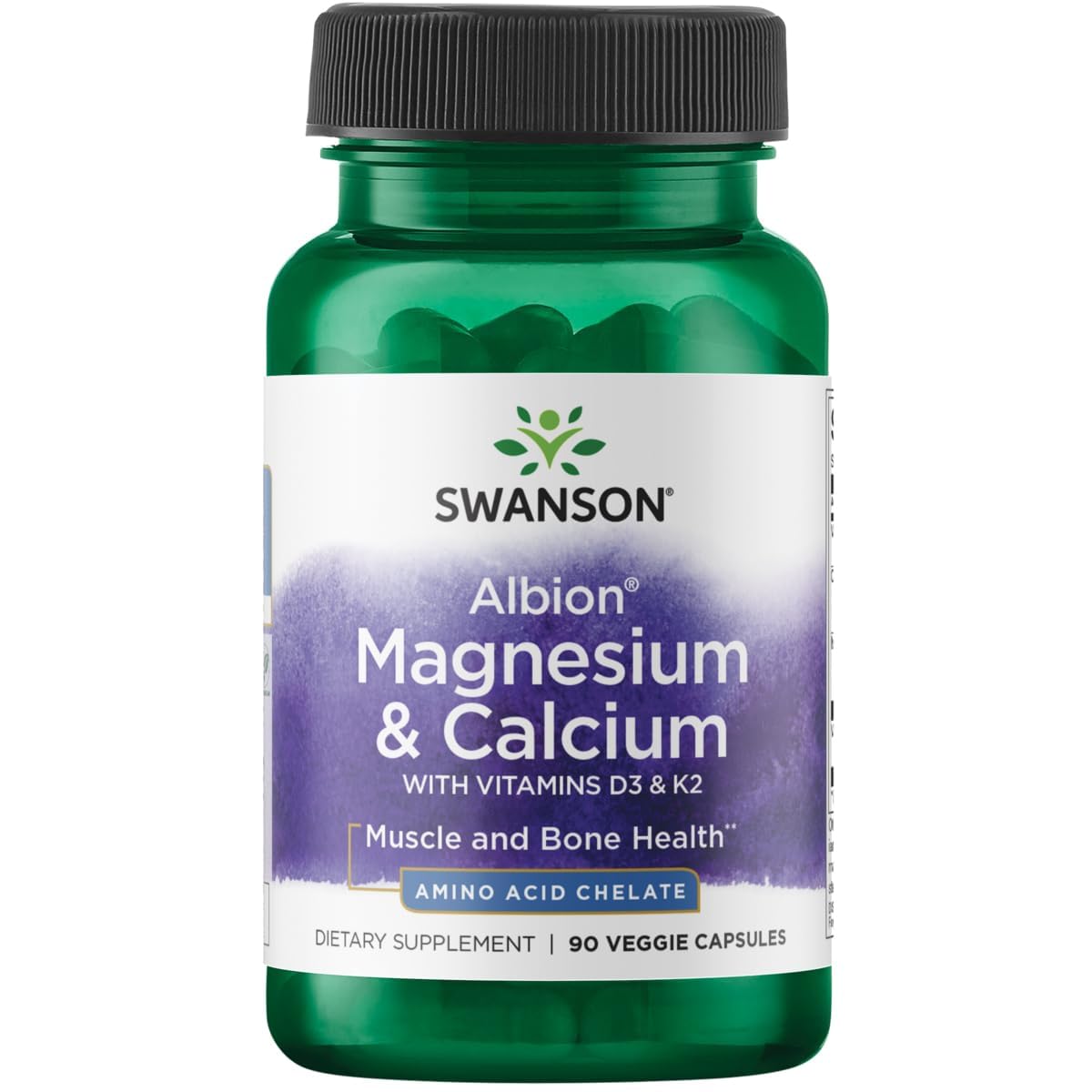 Swanson Albion Chelated Magnesium & Calcium 2:1 Veg Capsules, 90 Capsules