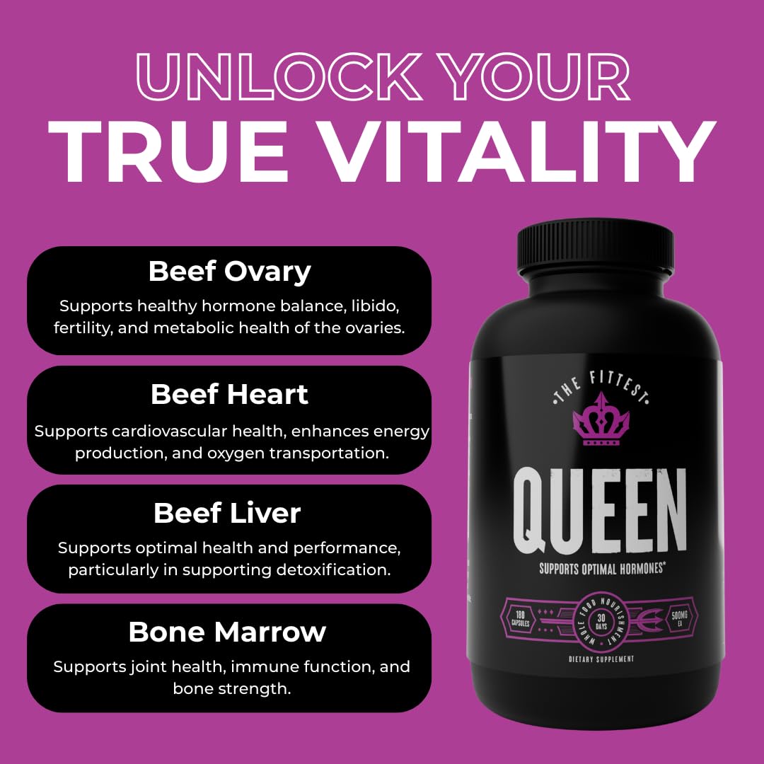 The Fittest Ever The Fittest Queen Organ Supplement, Hormone & Energy Support, 180 Capsules