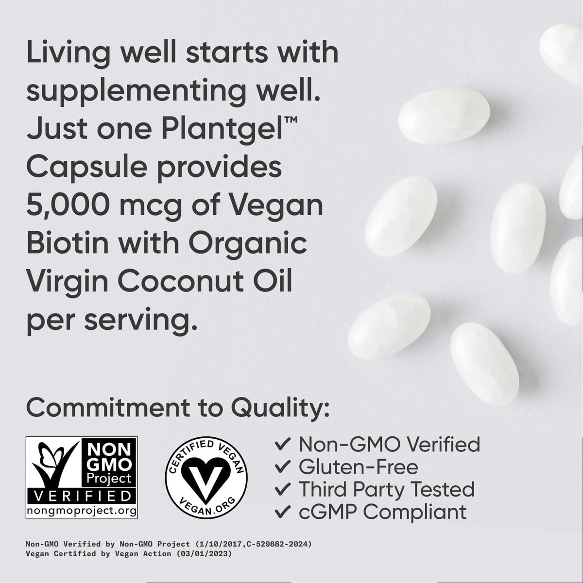 Sports Research Biotin 5,000mcg with Organic Coconut Oil Softgels 120