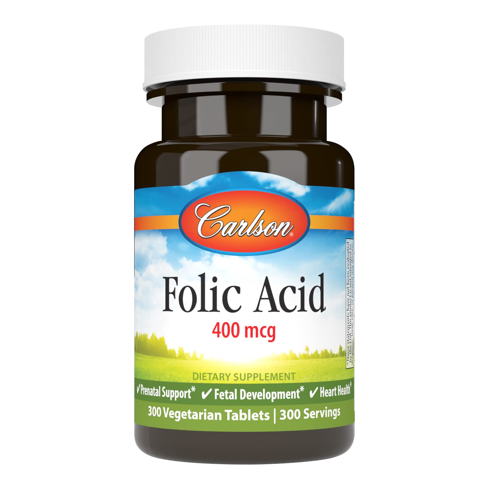 Carlson Folic Acid 400 mcg Tablets, 300 Count