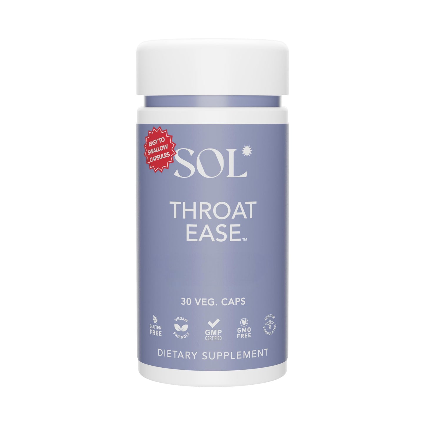 Sol Nutrition Throat Ease Supplement Capsules, 30 Count