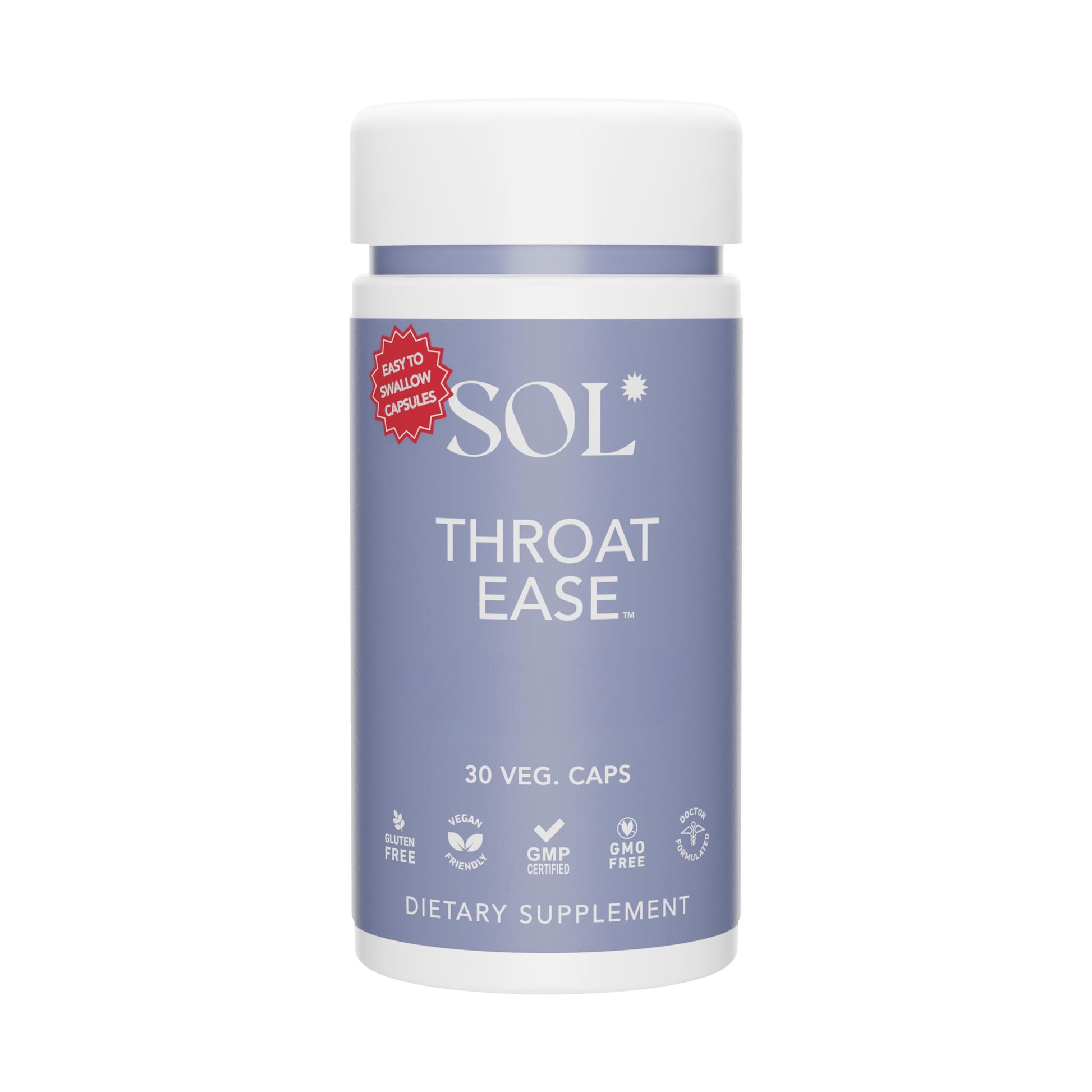 Sol Nutrition Throat Ease Supplement Capsules, 30 Count