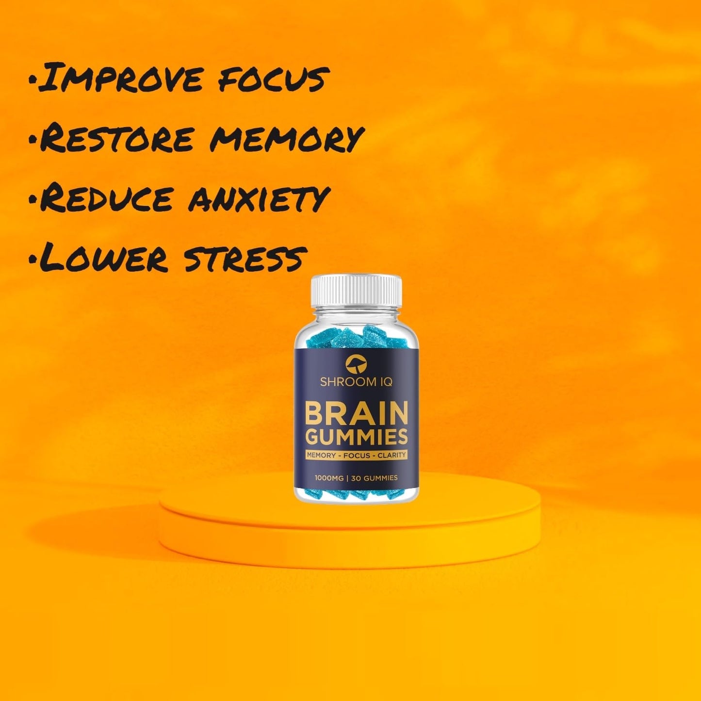Shroom IQ Brain Supplements for Memory and Focus Nootropic Gummies, 60 Count