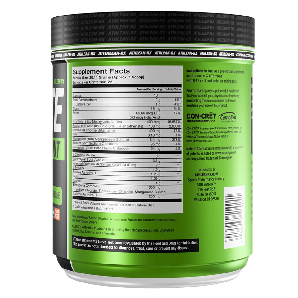 ATHLEAN-RX X-CITE Pre-Workout Powder 18.72 oz