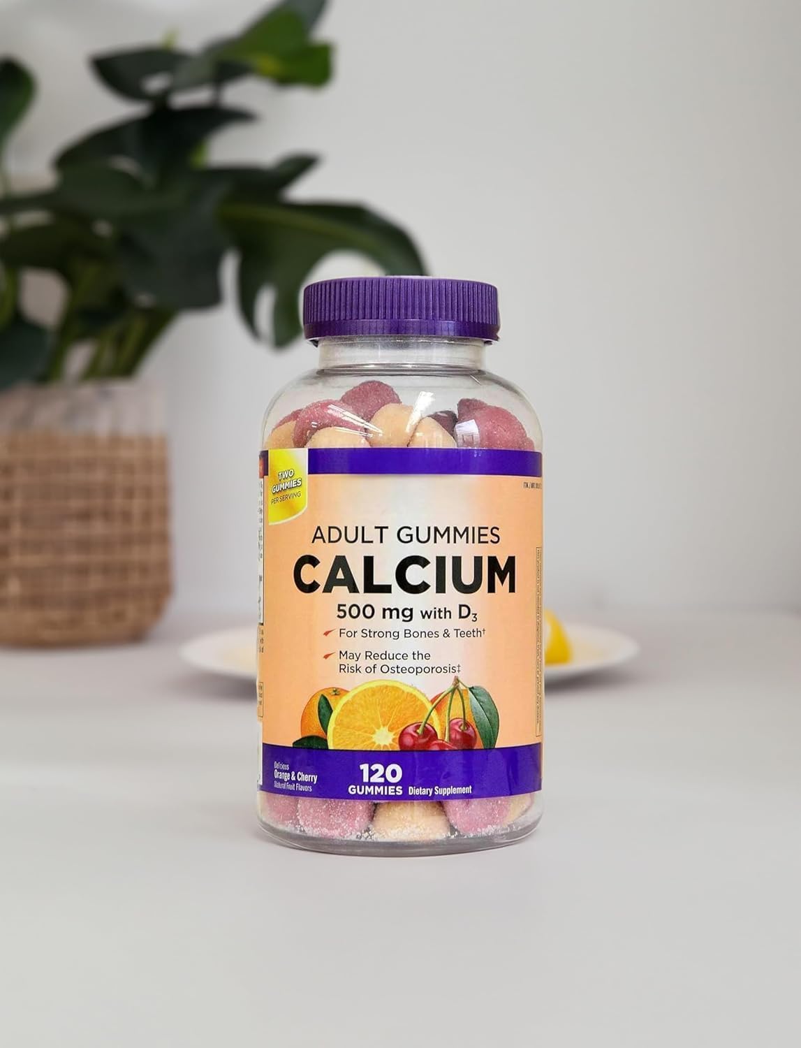 Generic Chewable Calcium Gummies 500 mg with D3, 240 Gummies