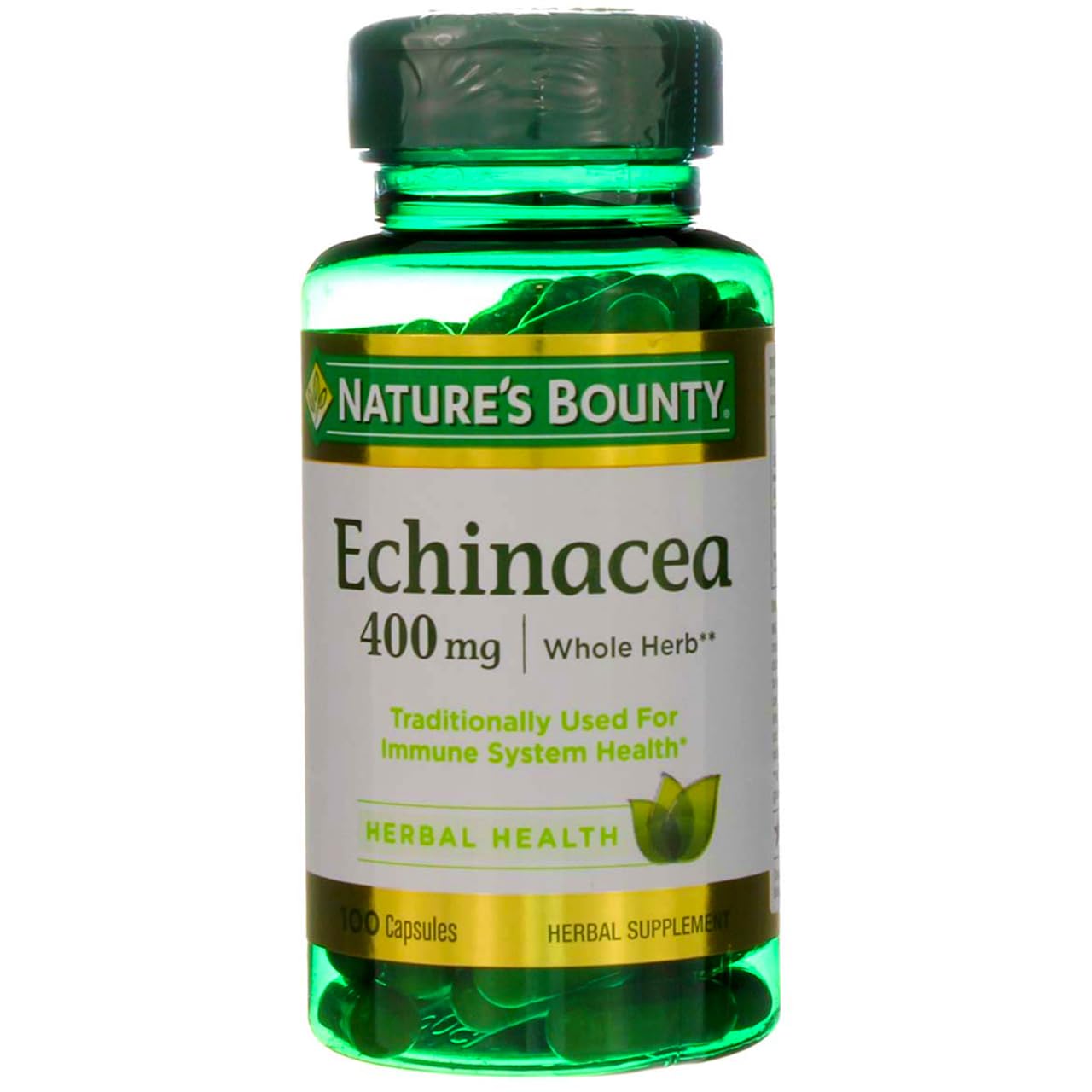 Nature's Bounty Natural Whole Herb Echinacea 400mg Capsules, 200 Count
