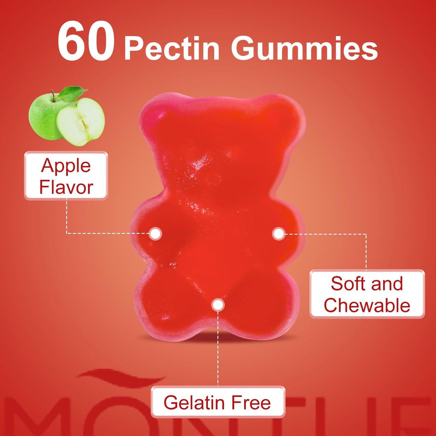 Montue NEWELLME Apple Cider Vinegar Gummies B12 Multivitamin, ACV Supplement, Vegetarian Supplement for Women & Men, Non-GMO, Energy & Gut Health, 60 Gummies