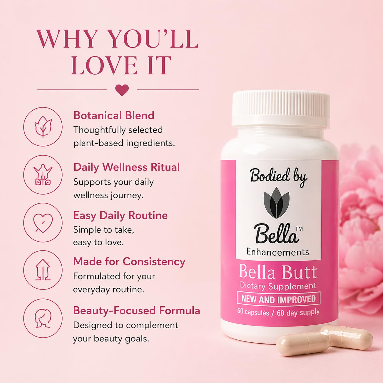 Bodied by Bella Max Strength Bella Butt Supply 60 Capsules