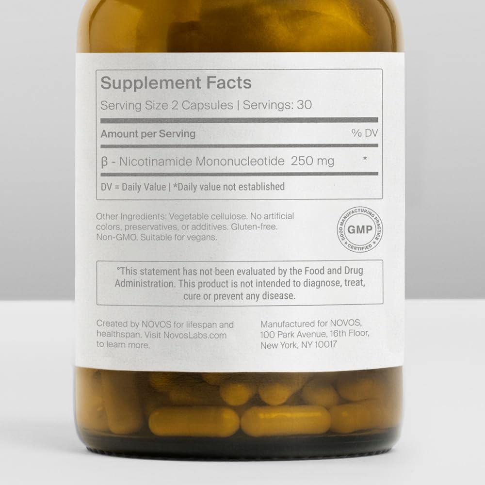 Novos Vital Cellular Vitality Stack NMN Capsules & Nutritional Chews, 121 Count