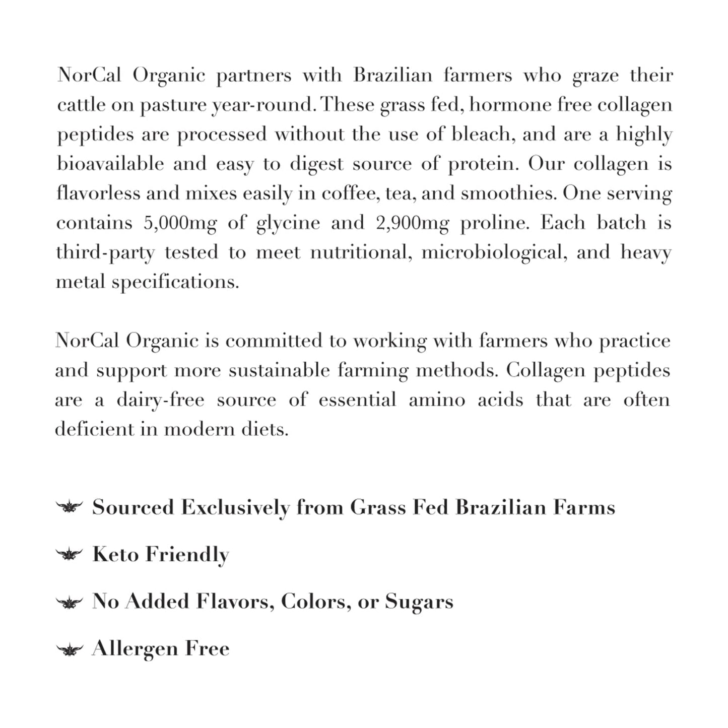 NorCal Organic Hydrolyzed Collagen Peptides Powder, 12 oz