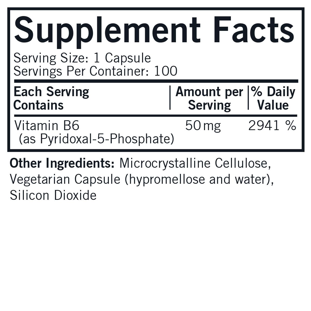 Kirkman P-5-P Pyridoxal 5-Phosphate Vitamin B-6 Metabolite 50 mg Capsules, 100 Count