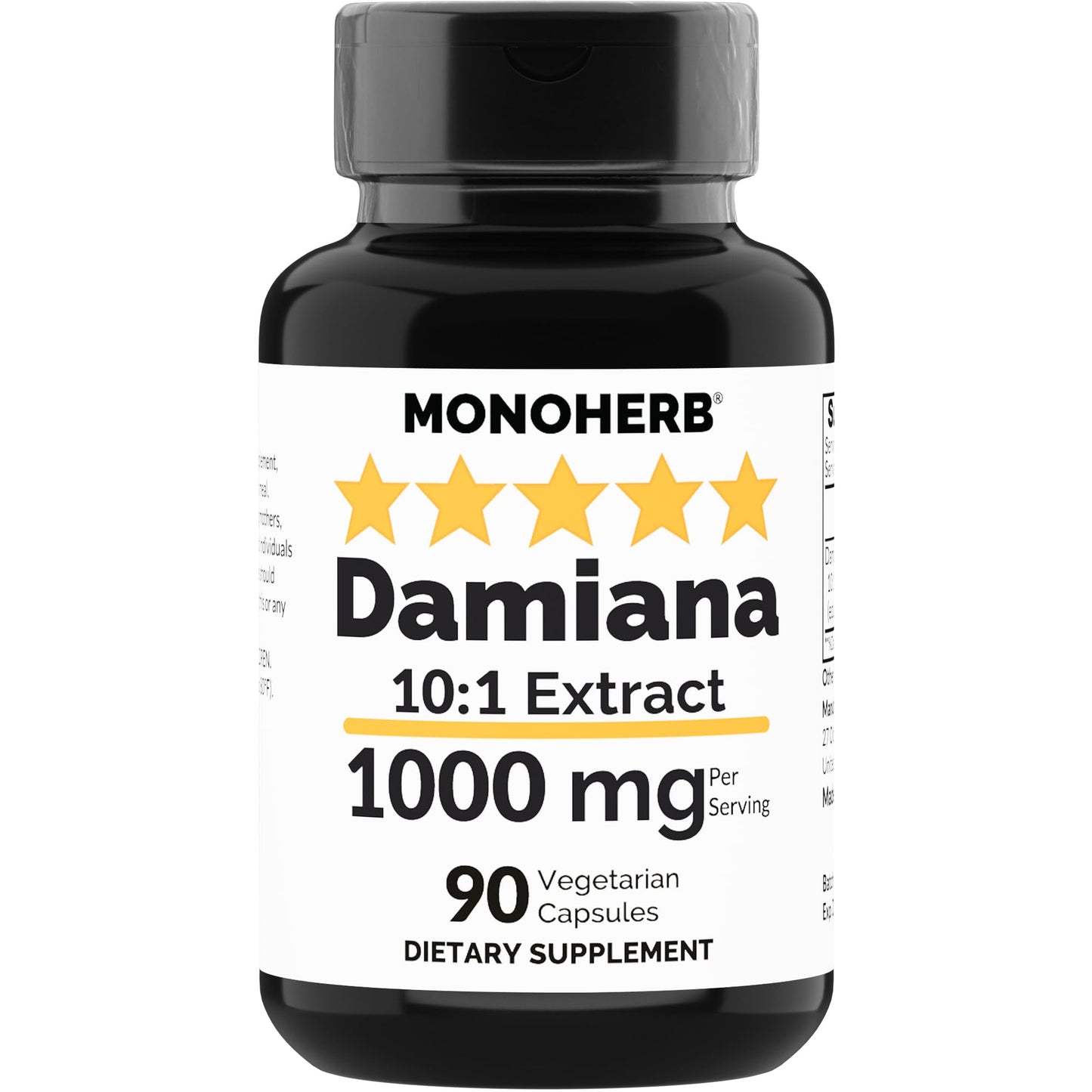 MONOHERB Damiana Extract 1000 mg Capsules 90 Count