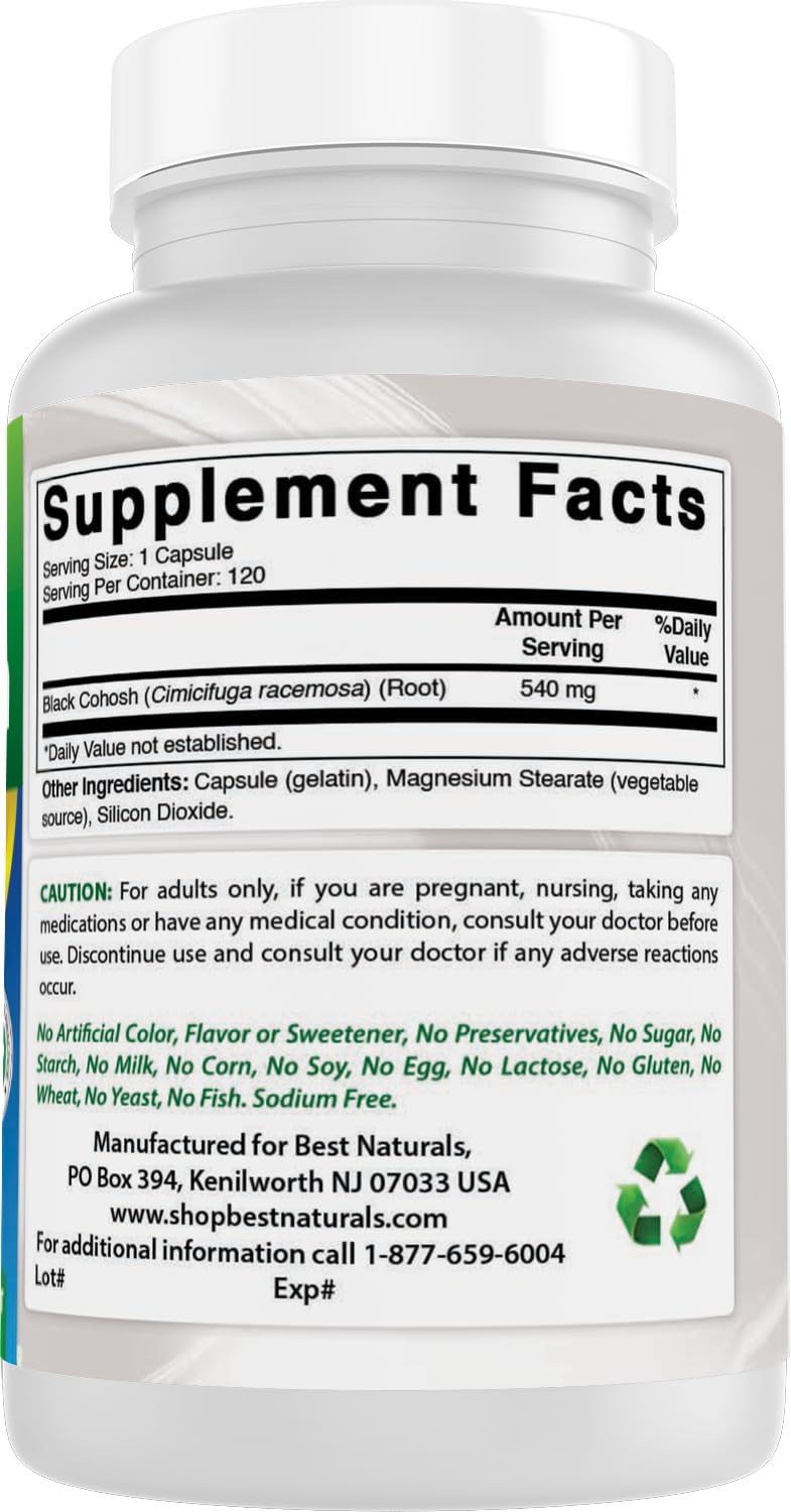 Best Naturals Black Cohosh 540 mg Capsule, 120 Count