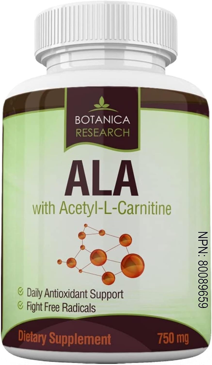 Botanica Research Alpha Lipoic Acid with Acetyl-L-Carnitine Capsules, 60 Count
