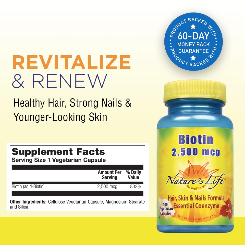 Nature's Life Biotin 2500mcg Capsules 100