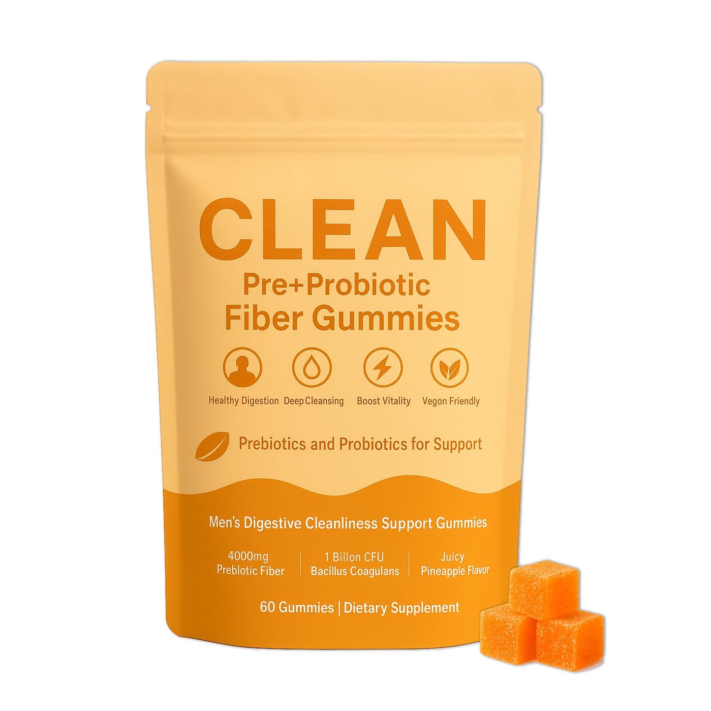 Hochornk Clean Prebiotic Fiber Gummies, 60-count