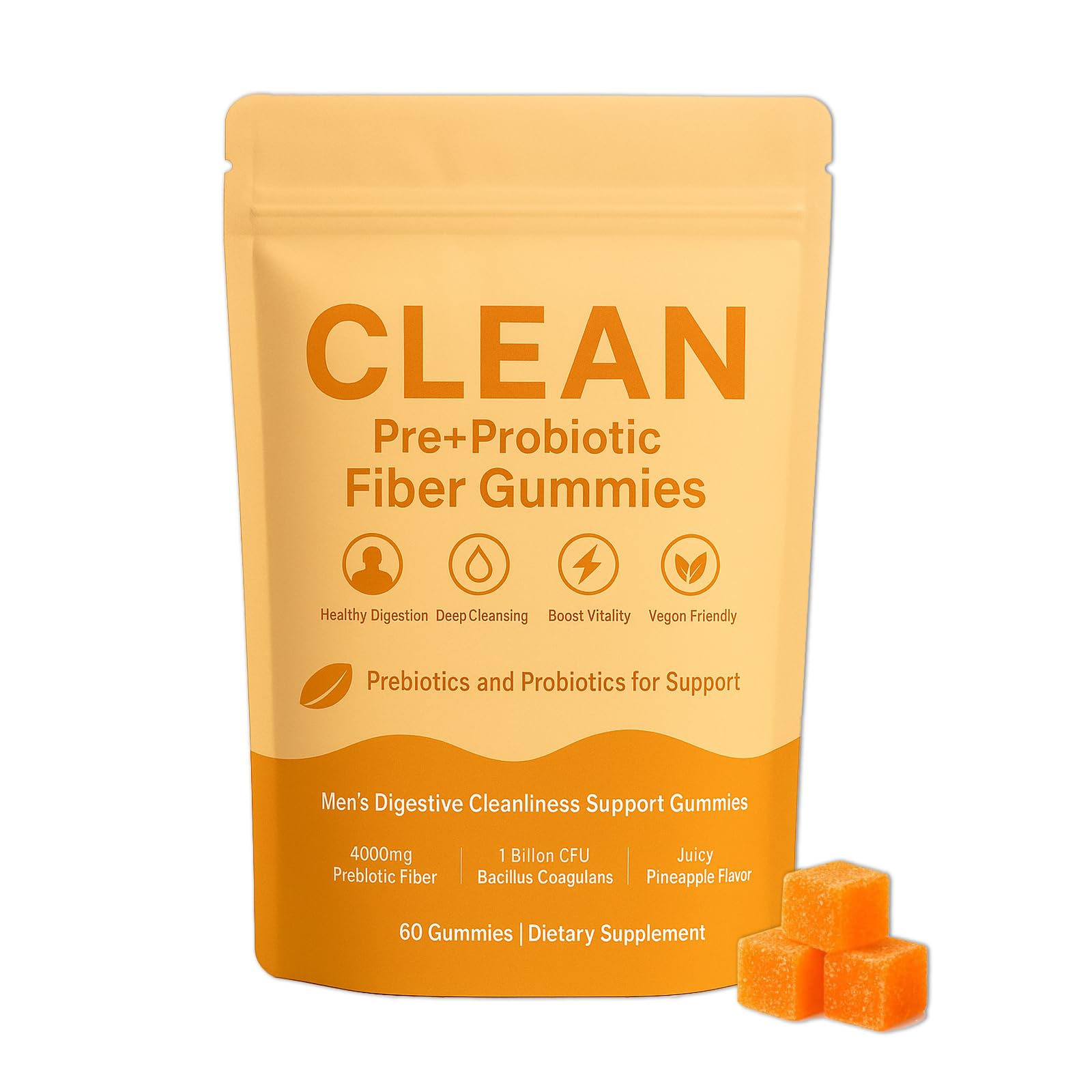 Hochornk Clean Prebiotic Fiber Gummies, 60-count