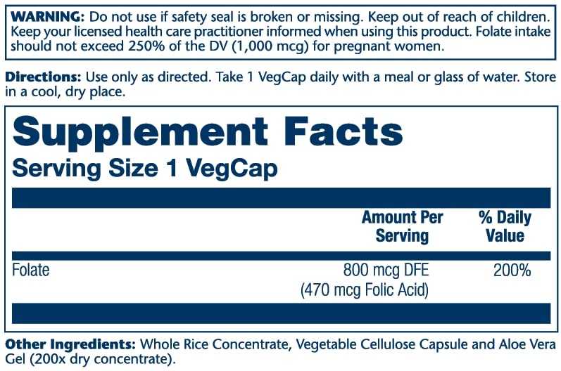 SOLARAY Folic Acid Capsules 1360mcg, 200 Capsules