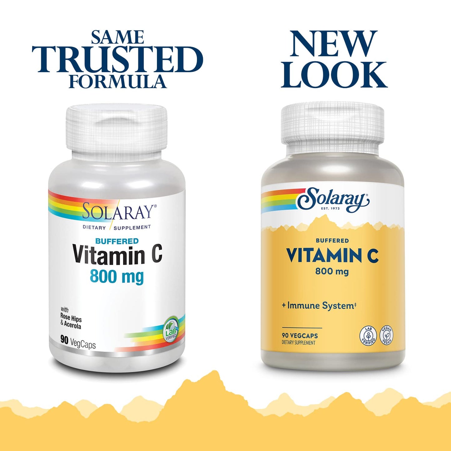 Solaray Buffered Vitamin C 800mg with Rose Hips & Acerola Capsules 90 Count
