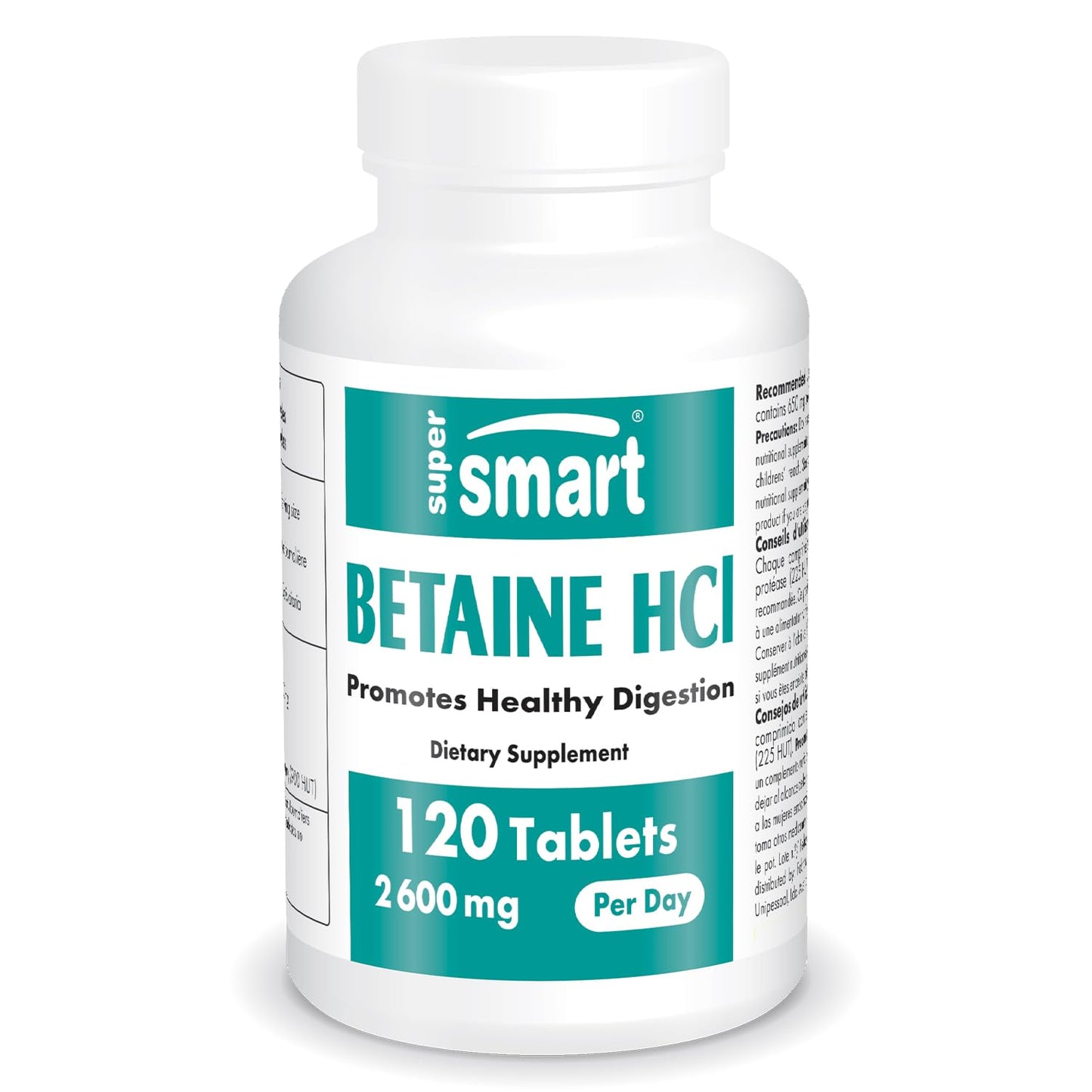 Supersmart Betaine HCl 2600 mg Tablet, 120 Tablets