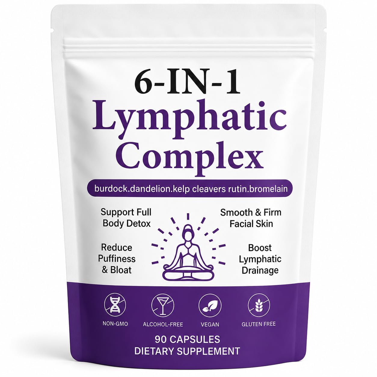 Lence 6-in-1 Lymphatic Complex Capsules, Botanical Blend, 90 Count