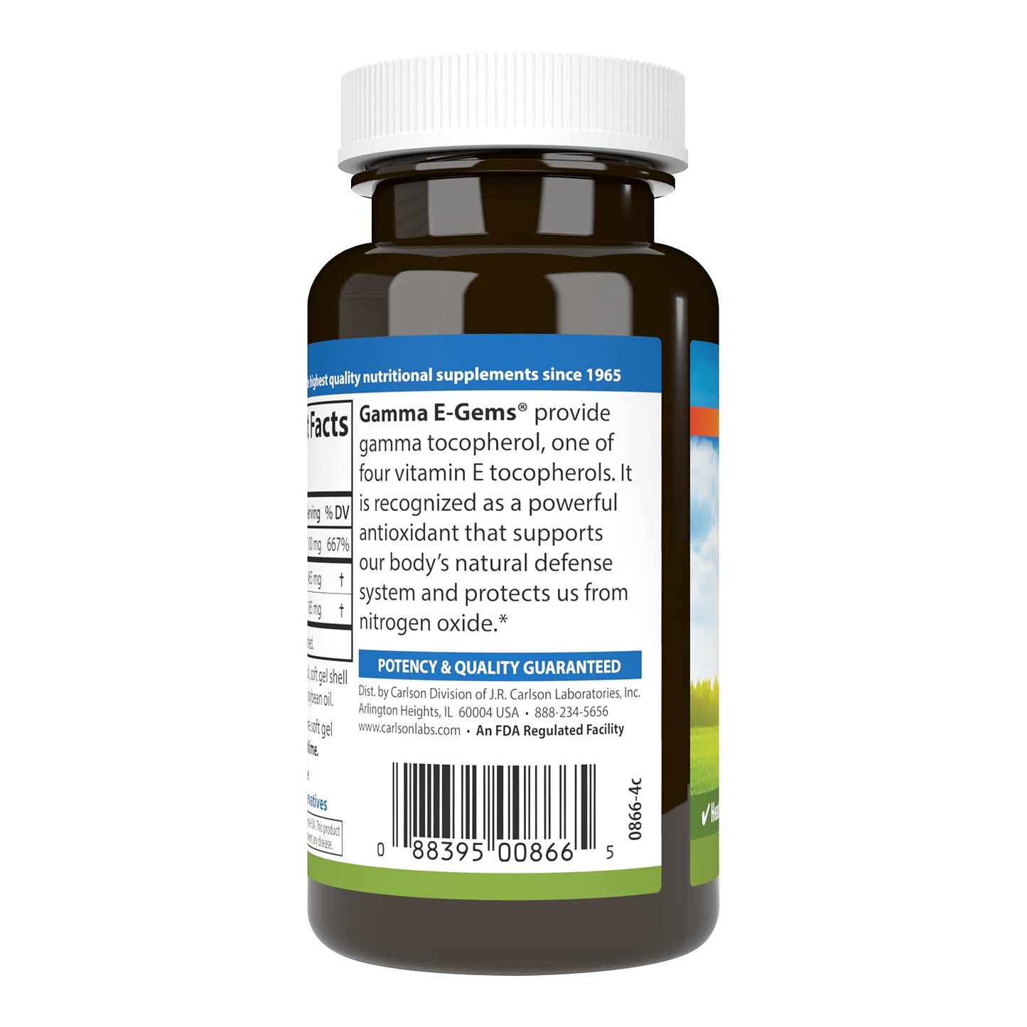 Carlson Gamma E-Gems Gamma Tocopherol 465 mg 60 Softgels