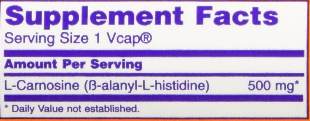 NOW Foods L-Carnosine 500mg Capsules, 50 Count