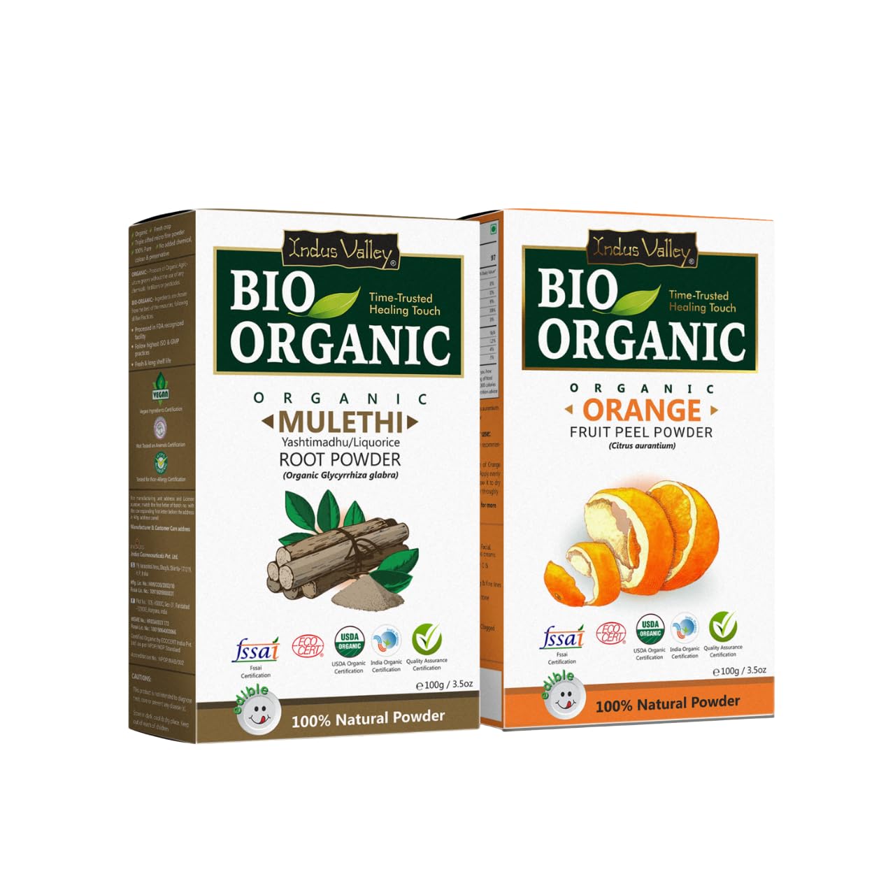 INDUS VALLEY Mulethi Powder 100% Natural Yashimadhu Liquorice Glycyrrhiza glabra & Orange Peel, 200g, 1 Count