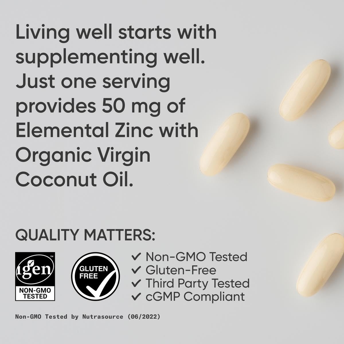 Sports Research High Potency Zinc Picolinate 50mg with Organic Coconut Oil Softgels, 120 Count