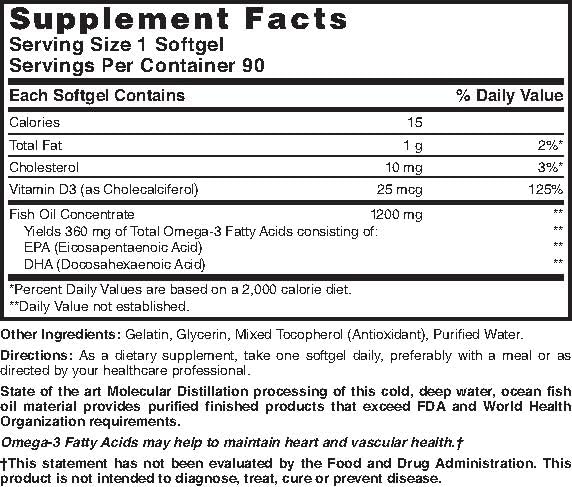 Nature's Blend Omega-3 Fish Oil 1200 mg and Vitamin D3 1000 IU Softgels, 90-count