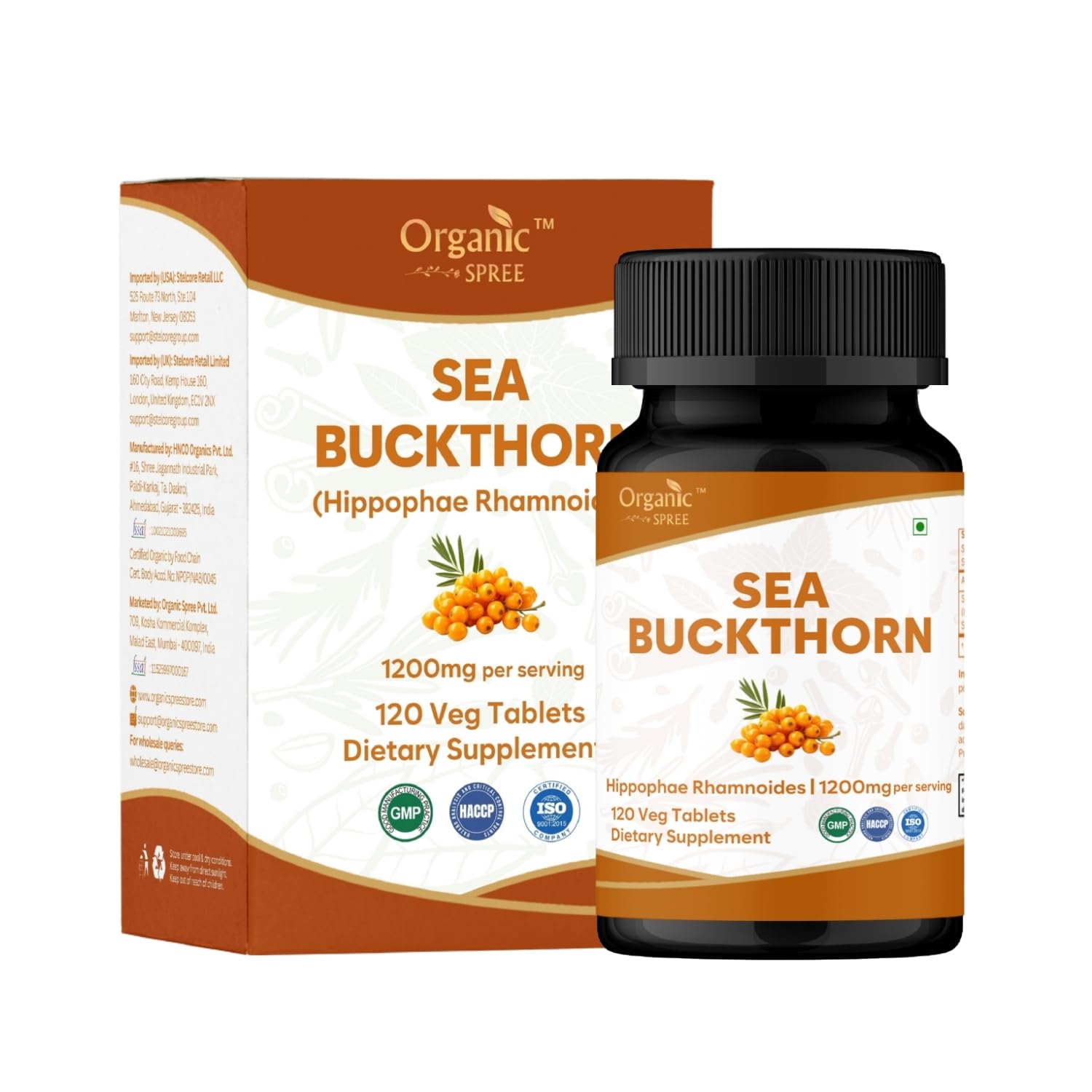ORGANIC SPREE Sea Buckthorn Tablets, 120 Count