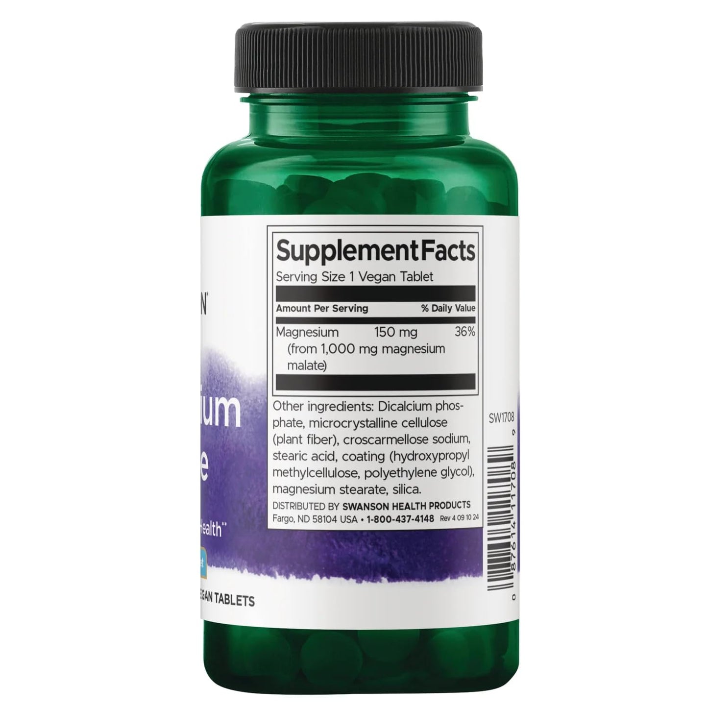 Swanson Magnesium Malate Vegan Tablet 60 Count