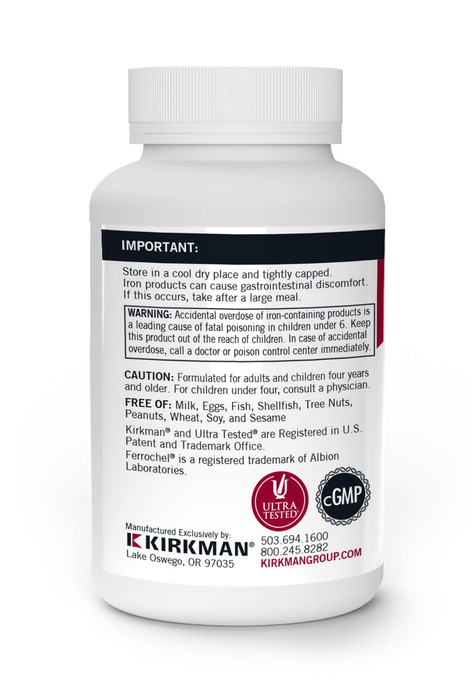 Kirkman Iron Ferrochel 5 mg Capsules, 120 Count