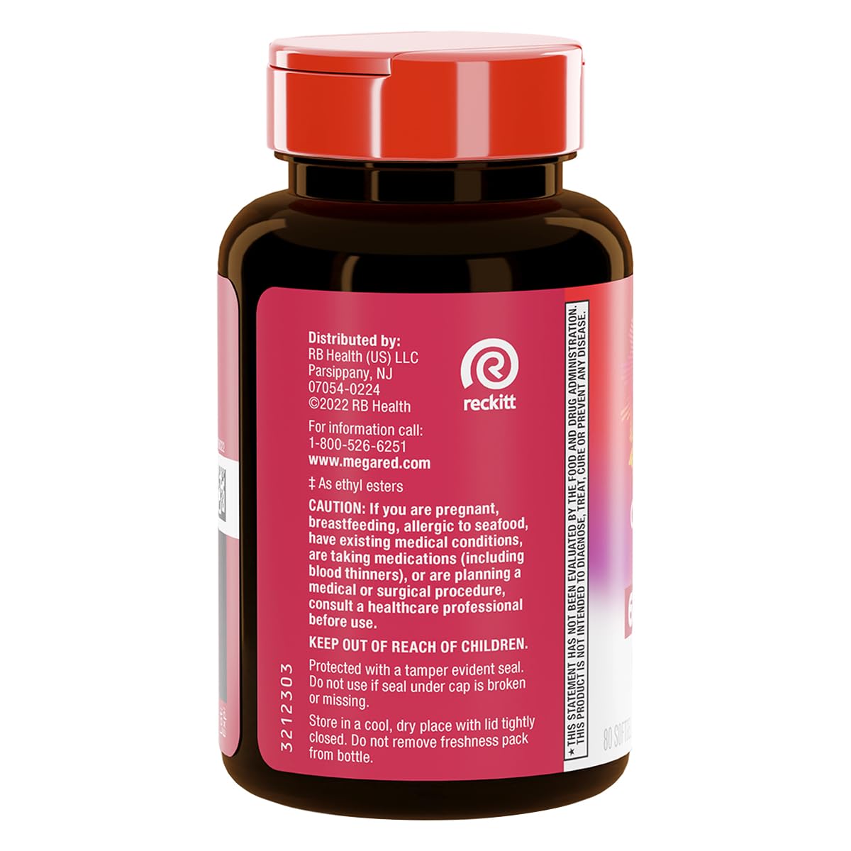 MegaRed Fish Oil 800mg Omega-3 Supplement with EPA & DHA 80 Softgels