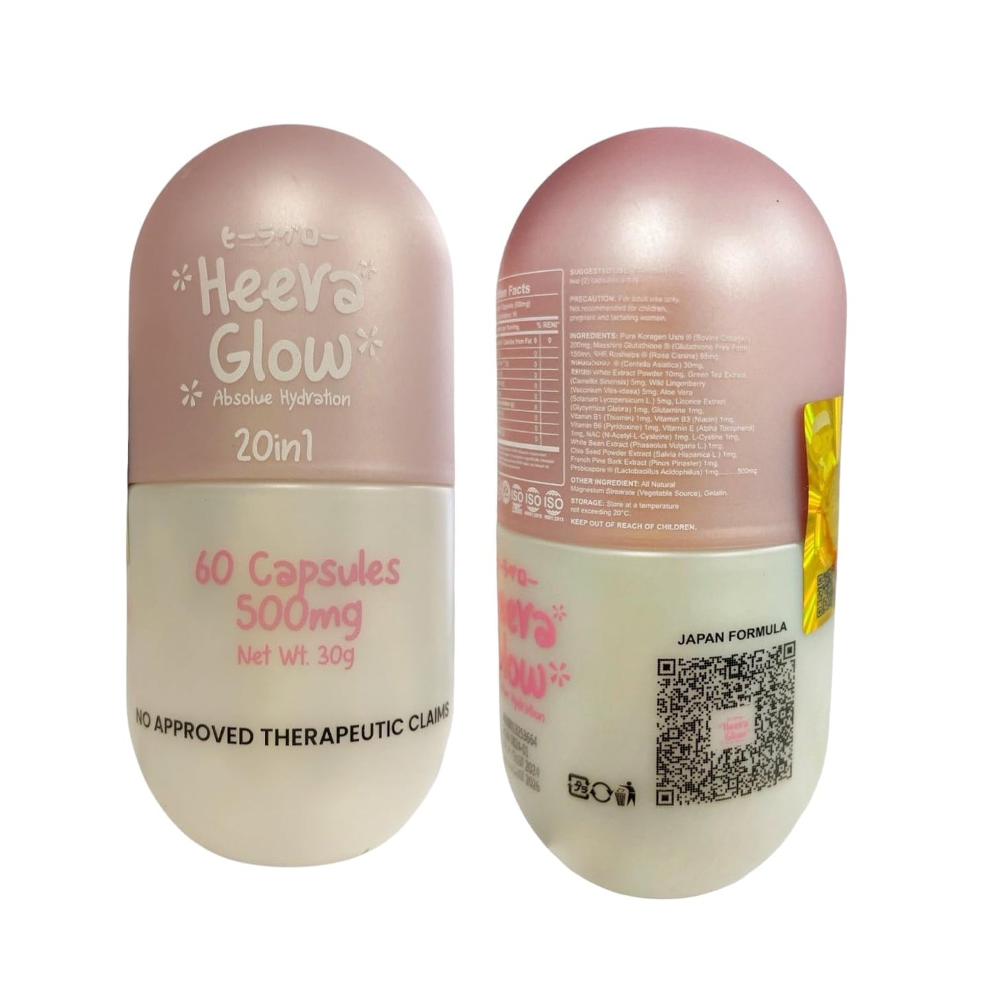 Generic Heera Glow Absolute Hydration 20 in 1 Glutathione Collagen Capsules, 60 Capsules
