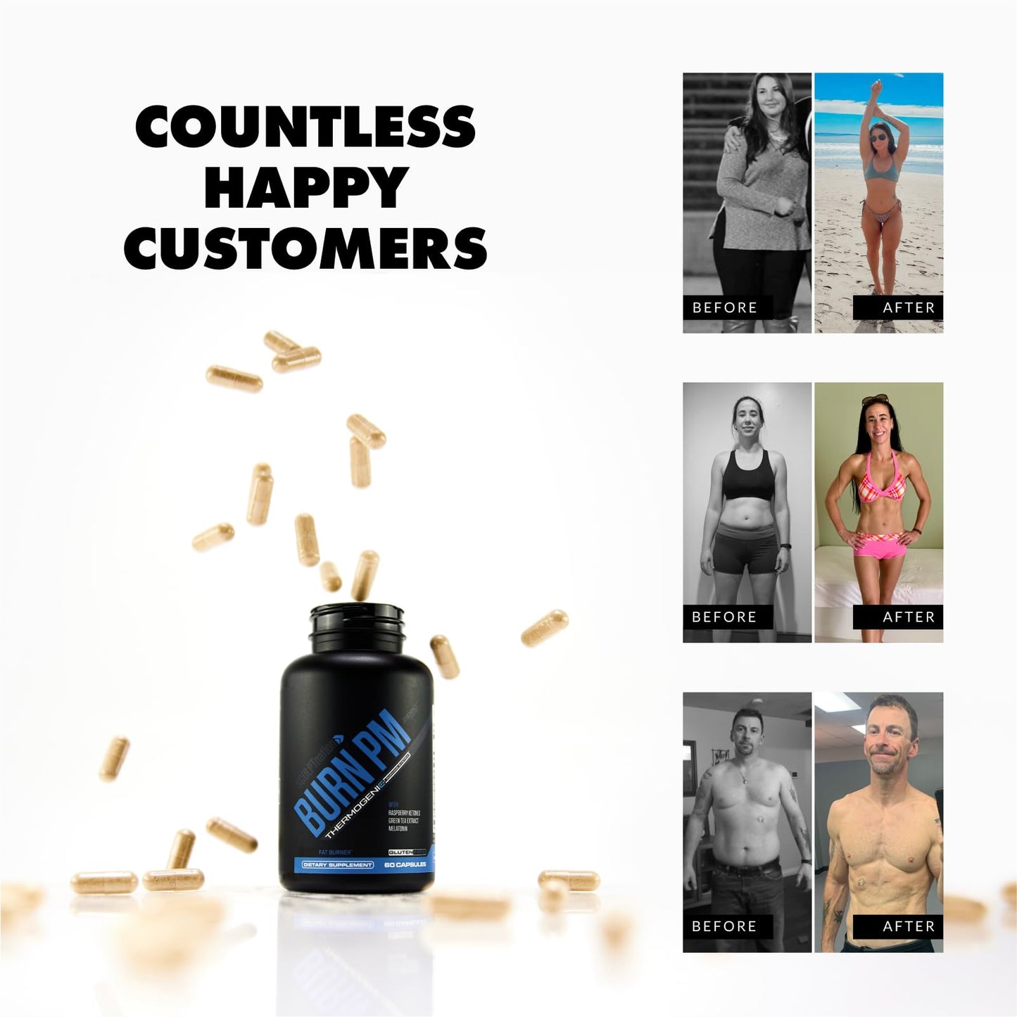 Sculpt Nation Burn PM Night Time Fat Burner - Appetite Suppressant and Weight Loss Support Capsules, 60 Count