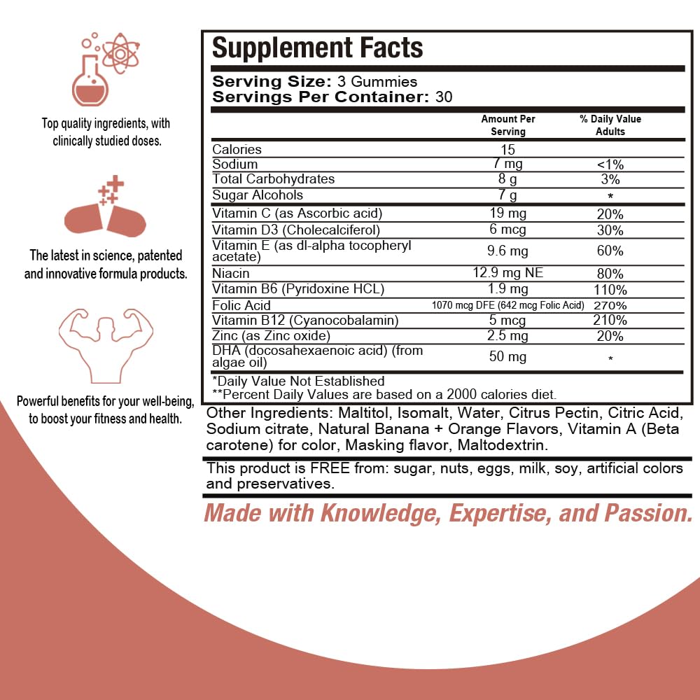 Health Dose Prenatal/Postnatal Complex Supplement Gummy 90 Gummies