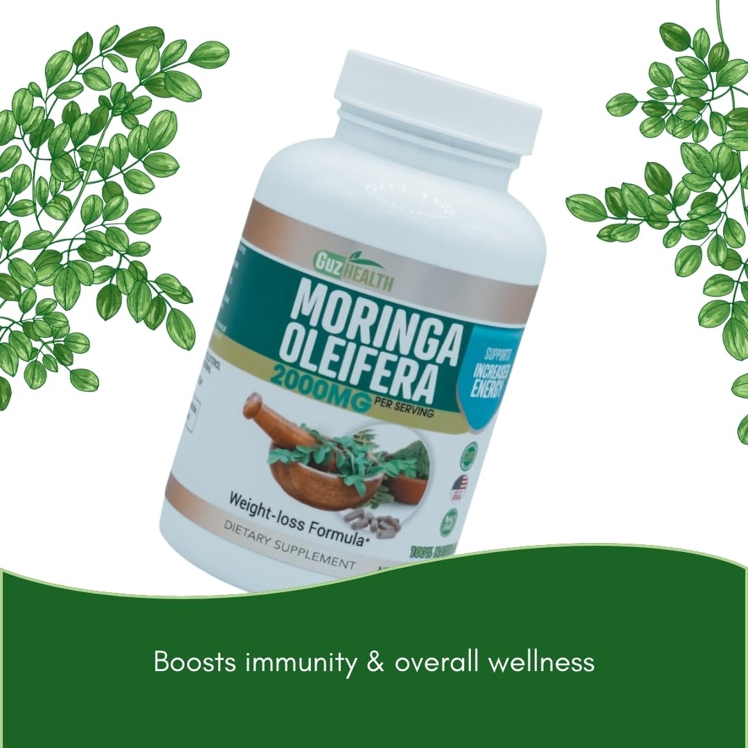 GuzHealth Moringa Oleifera 2000mg Capsules, 120 Count
