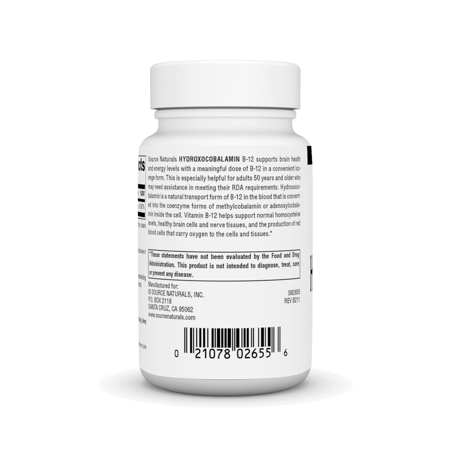 Source Naturals HydroxoCobalamin Vitamin B-12 1 mg Lozenges 120