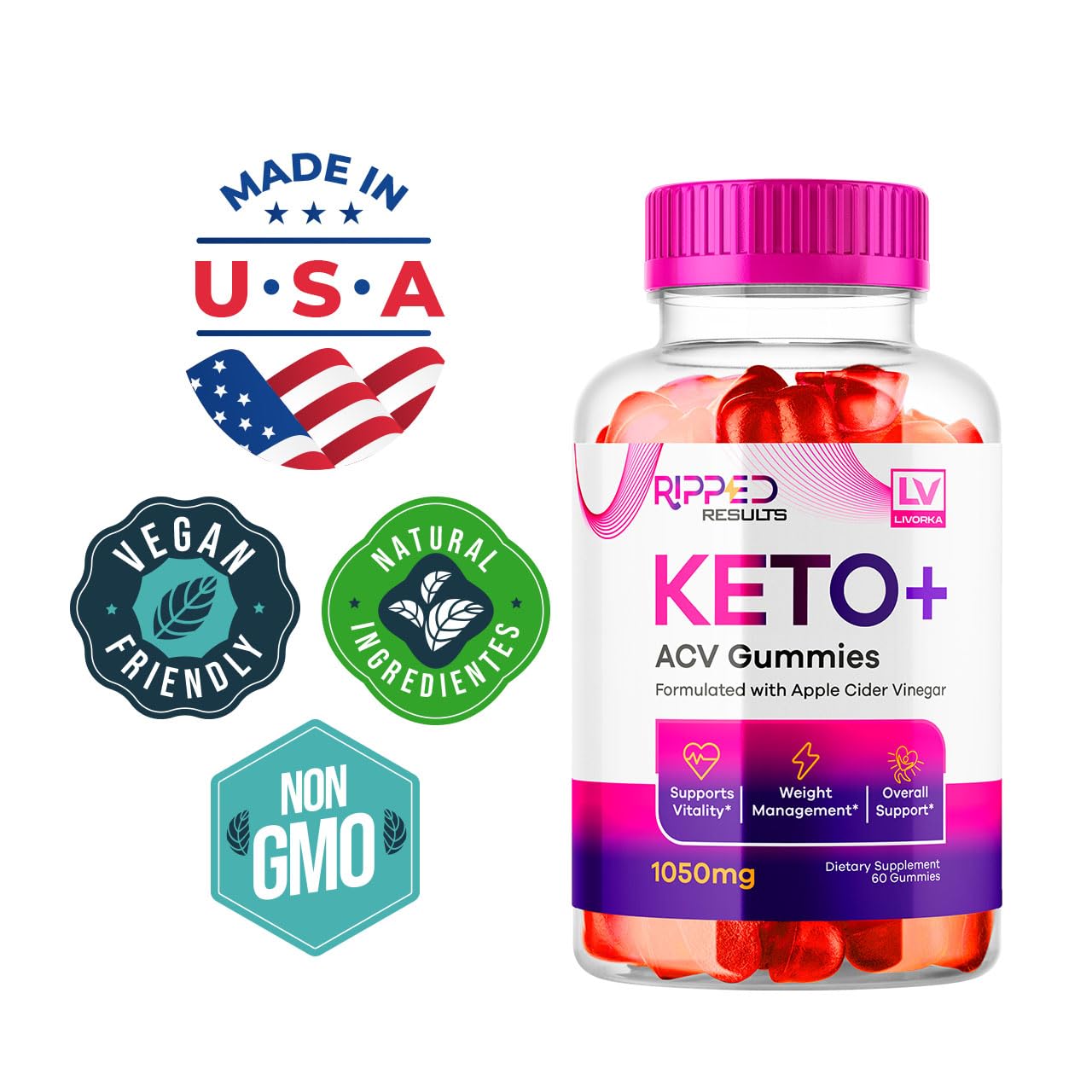 LIVORKA Ripped Results Keto Gummies, 300 Gummies