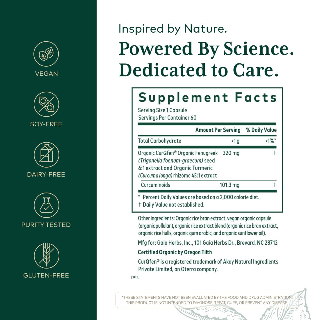 Gaia Herbs PRO Turmeric Fenugreek Complex Capsules 60 Count