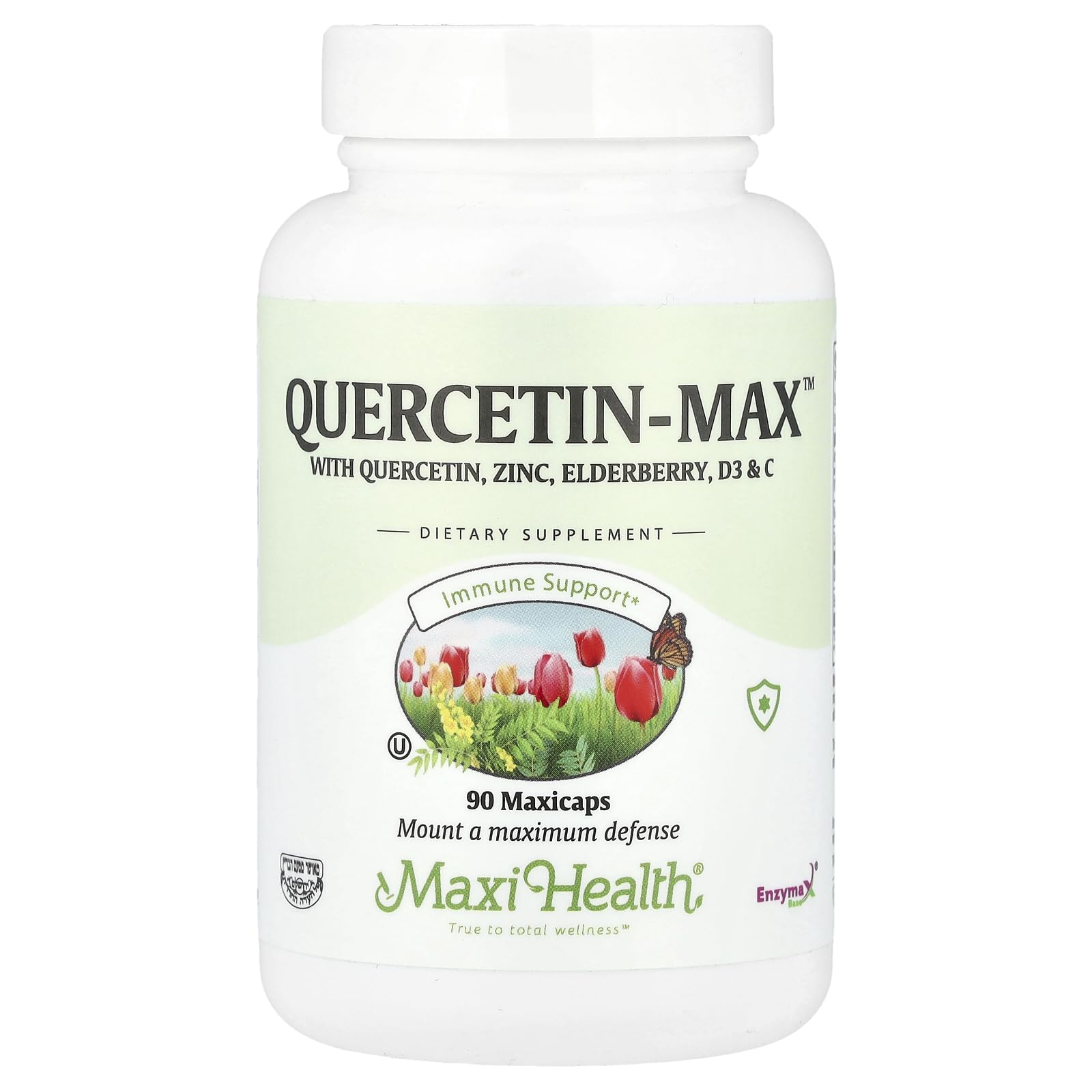 Maxi Health Quercetin 500mg Capsules with Elderberry Vitamin C and Zinc, 90 Veg Capsules