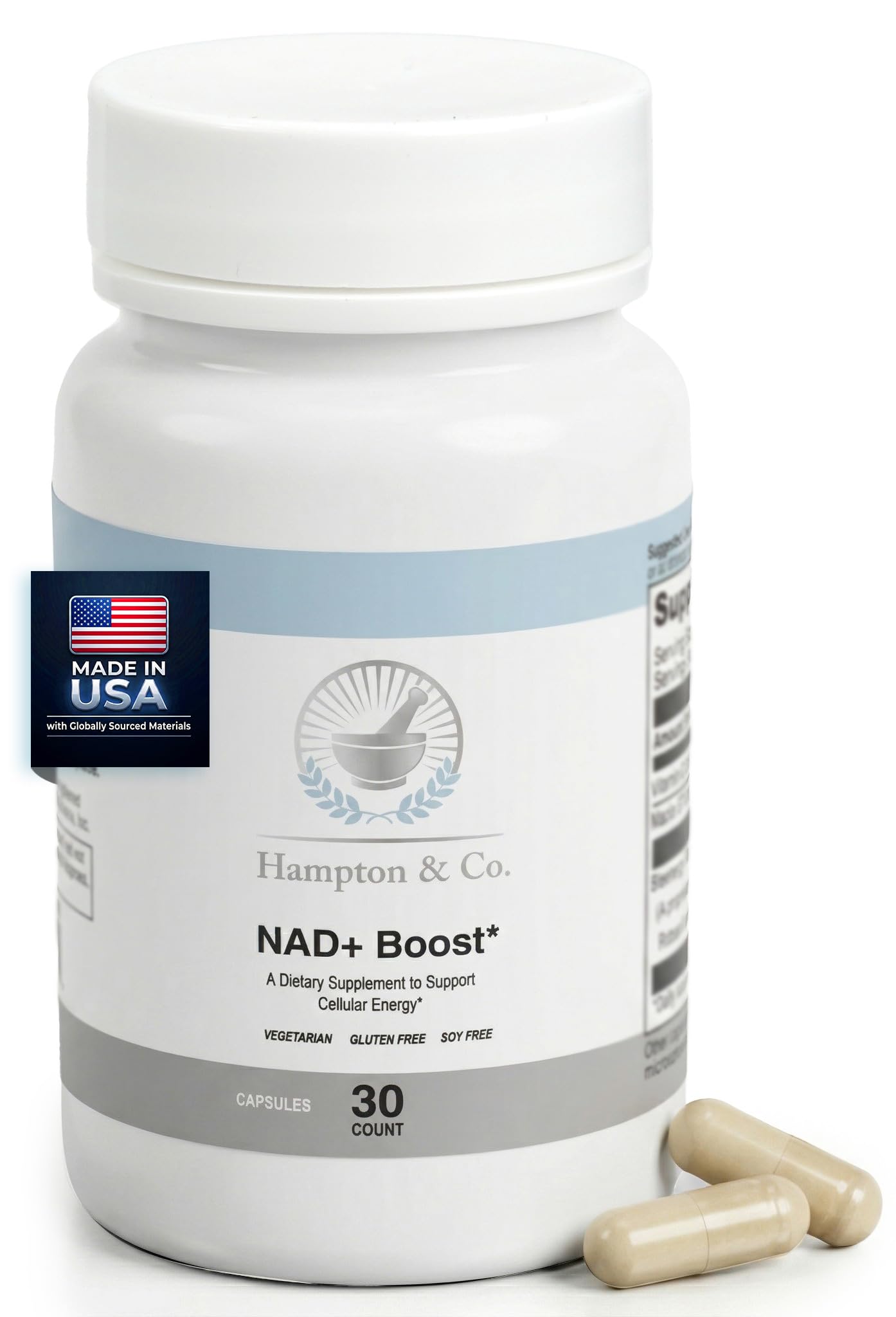 Hampton Distribution NAD+ Boost: Advanced Cellular Energy Formula Capsule 30 Count