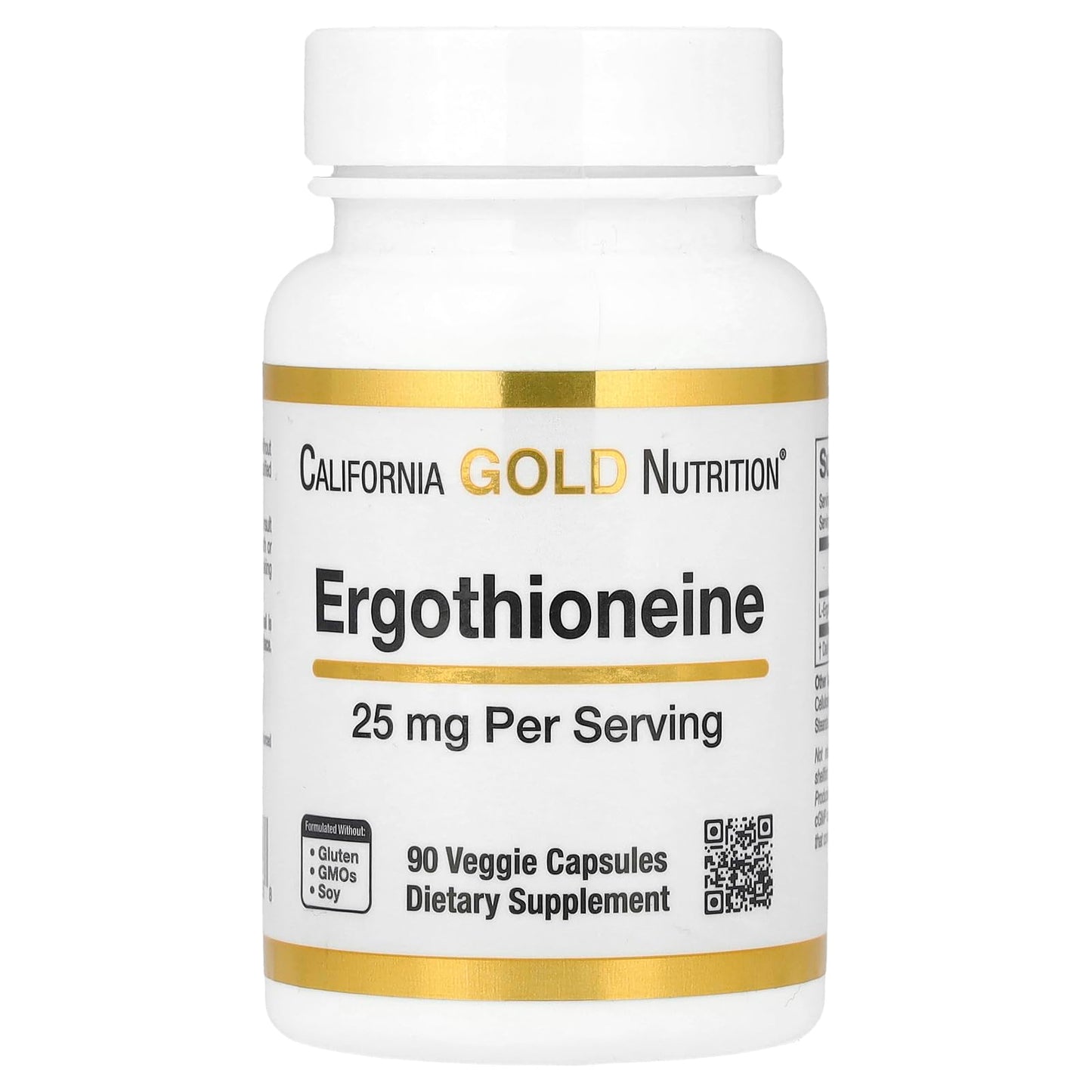California Gold Nutrition Ergothioneine 25 mg Veggie Capsules, 90 Capsules