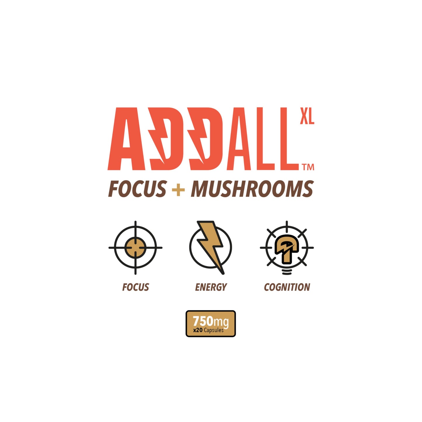 Addall Focus + Mushroom Memory Supplement Capsule, 30 Capsules
