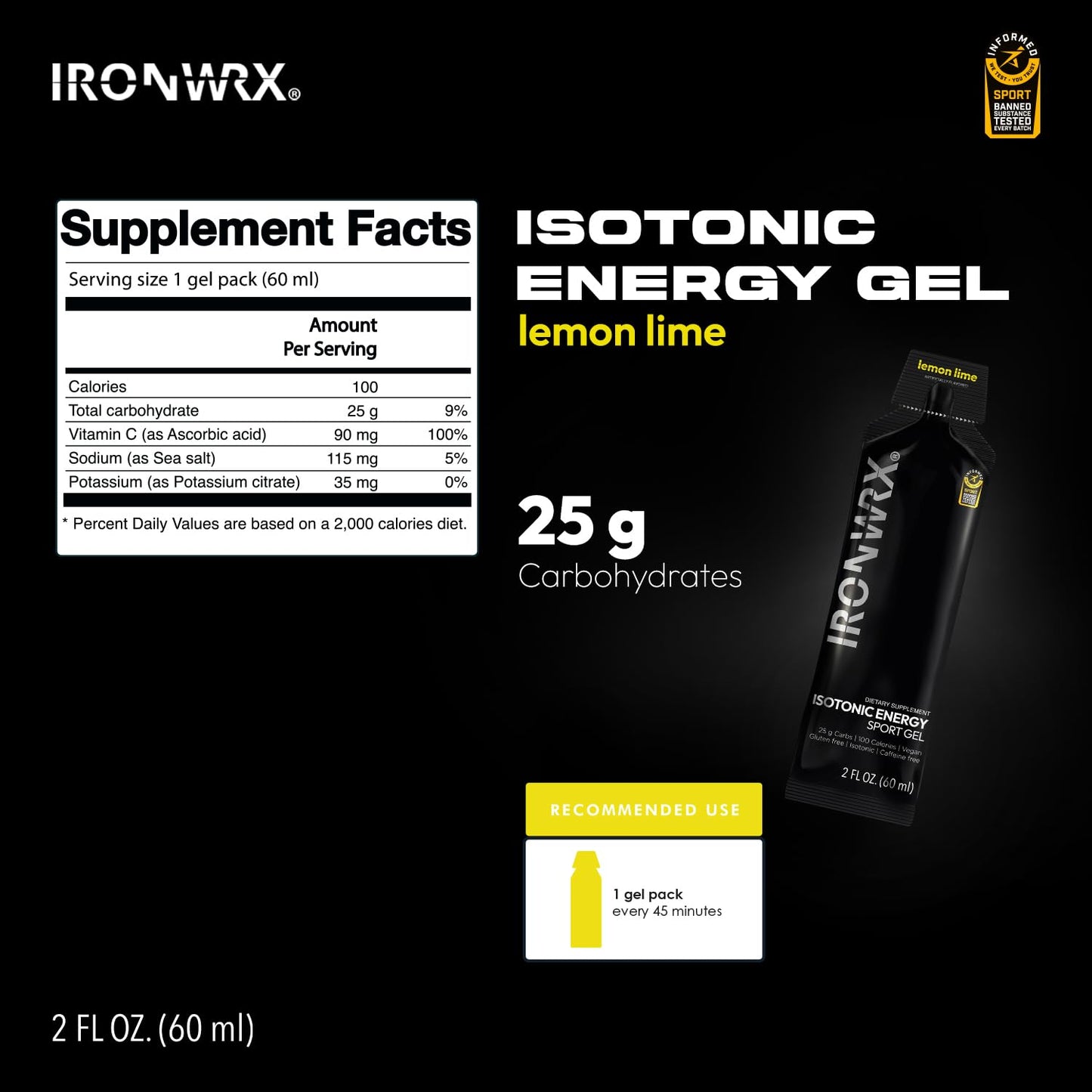 IRONWRX Isotonic Energy Gels 12 Pack