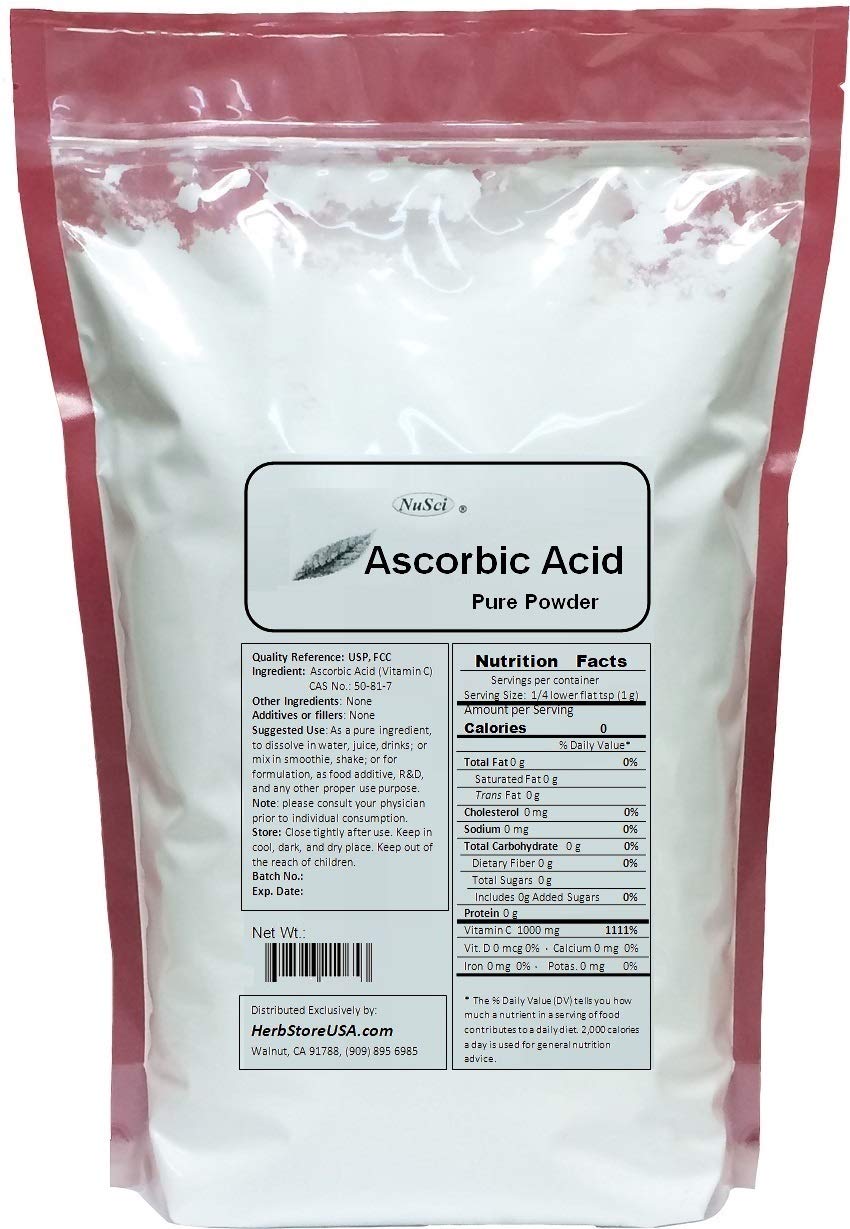 NuSci Ascorbic Acid Nutrition Pure Powder 16 Ounces