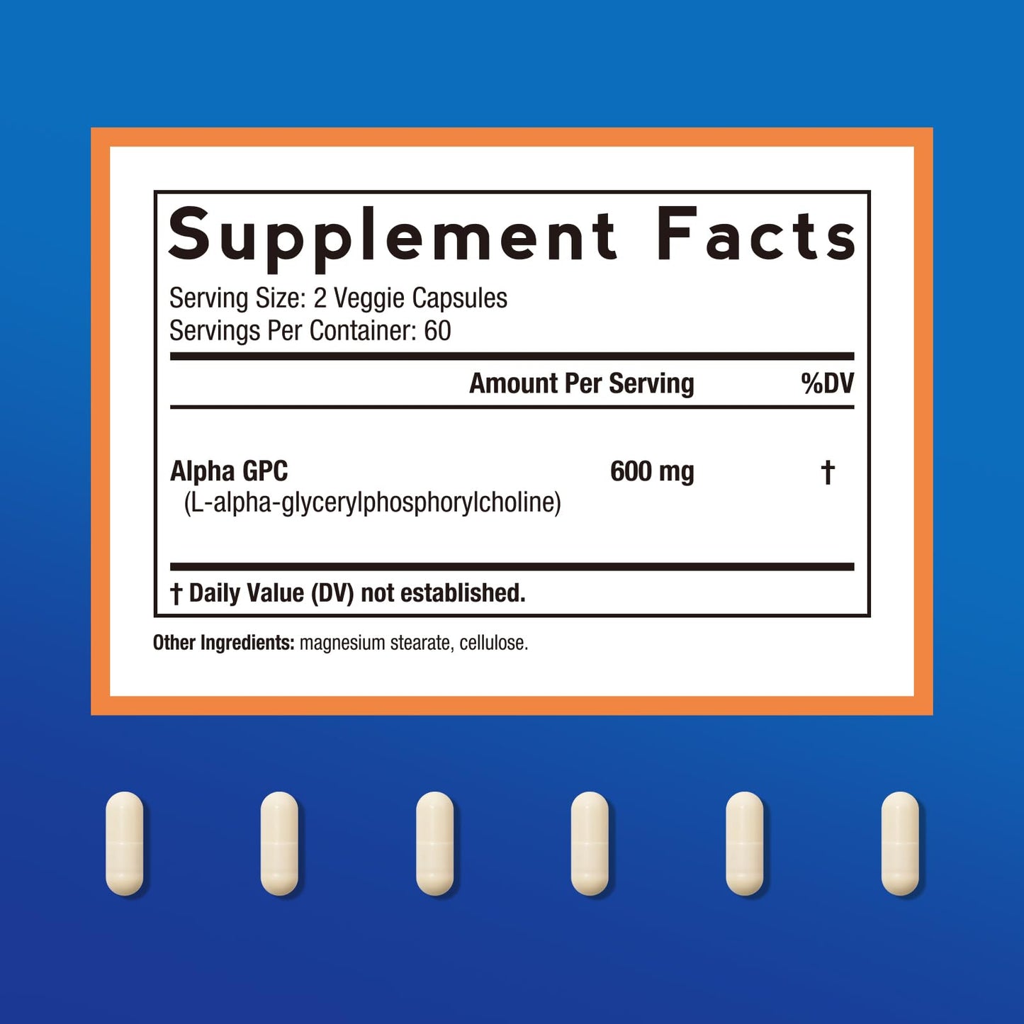 Doctor's Recipes Alpha GPC Choline Supplement 600 mg, 120 Veggie Capsules