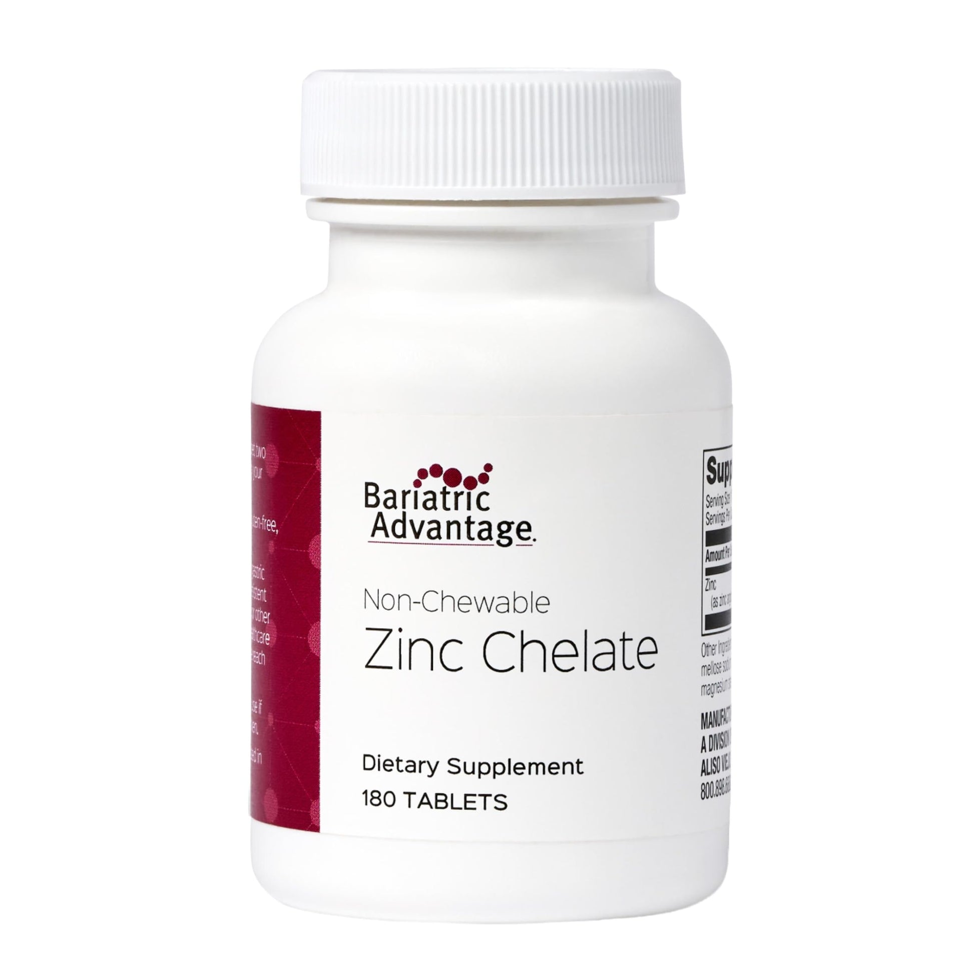 Bariatric Advantage Non Chewable Zinc Chelate Tablets 180 Count