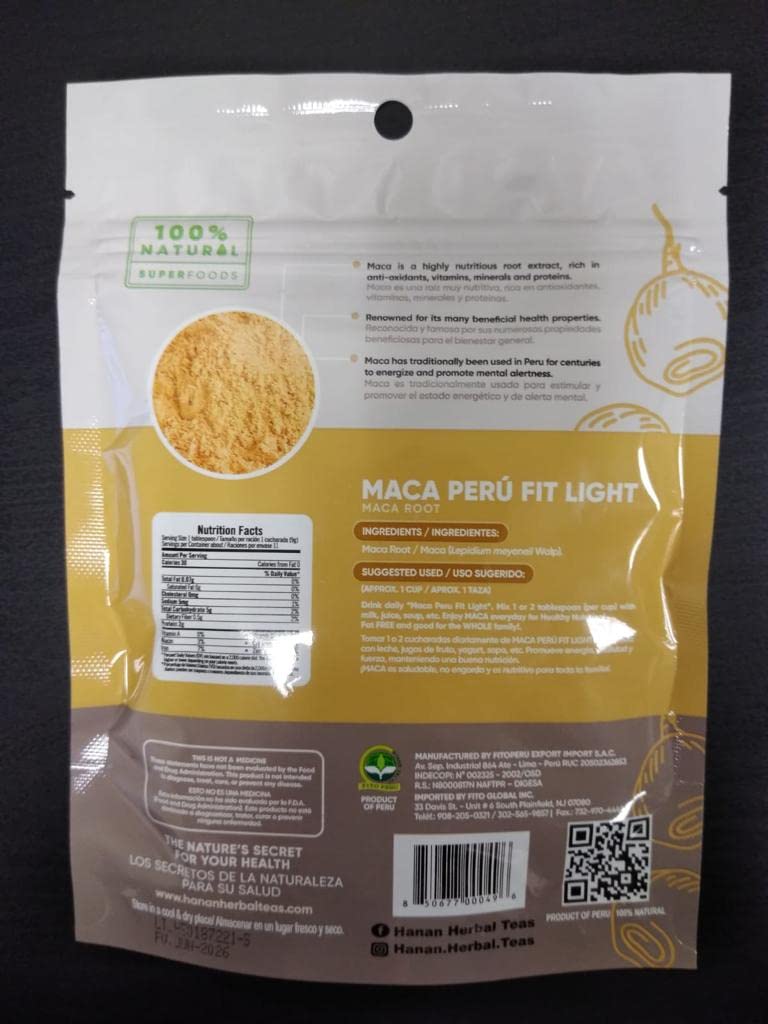 HANAN PERUVIAN SECRETS Maca Peru FitLight Superfood Root Powder Tri-Color Black Red Yellow 3.53 oz